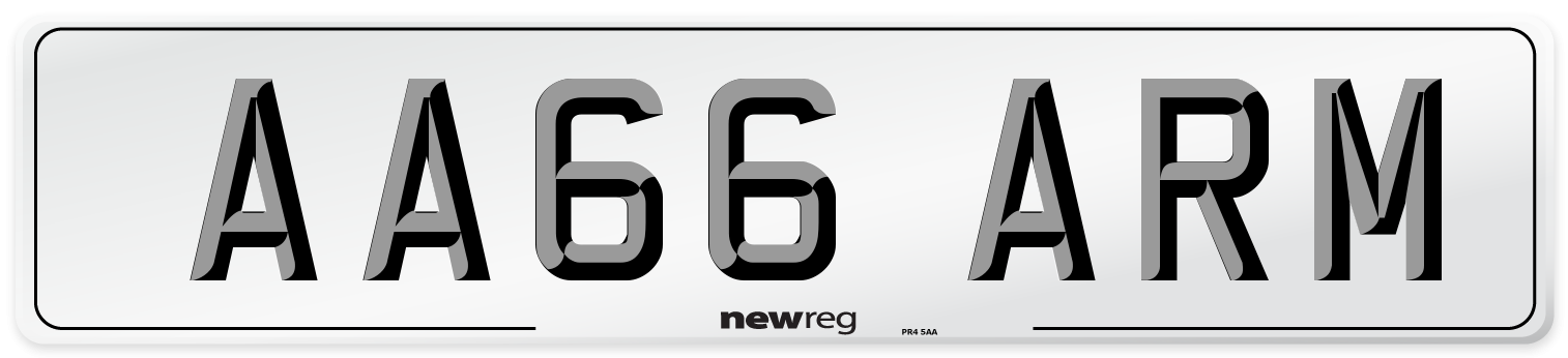 AA66 ARM Number Plate from New Reg